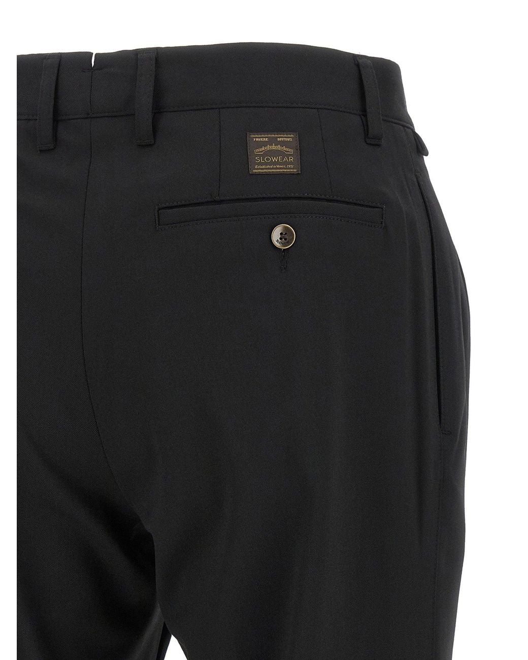 Incotex Black Pleated Wool Blend Trousers for men