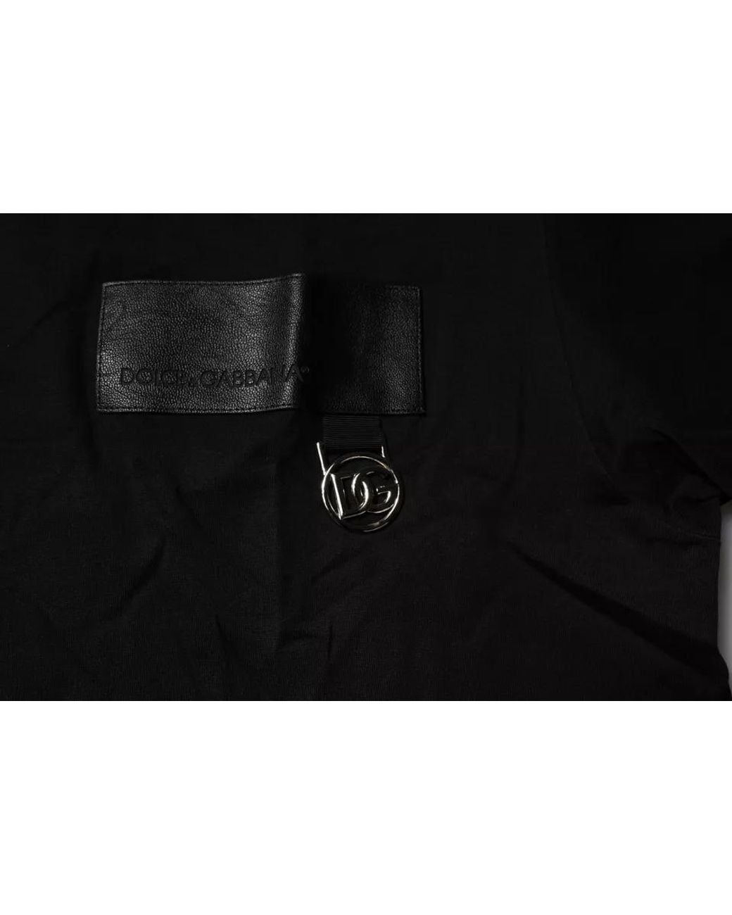 Dolce & Gabbana Black Logo Patch Cotton Crew Neck T-Shirt for men