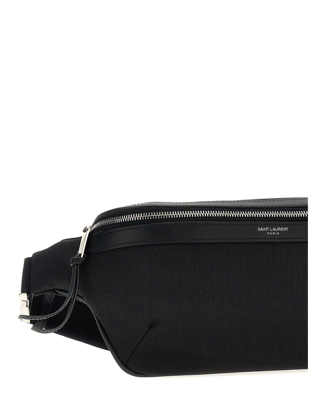 Saint Laurent Black Canvas And Leather Belt Bag