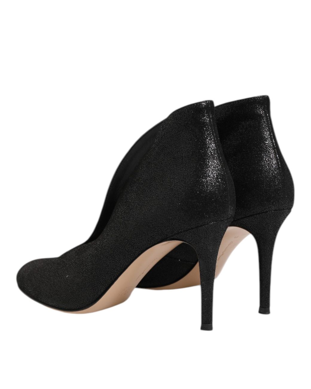 Gianvito Rossi Black Metallic Pump Stiletto Heels Shoes Leather