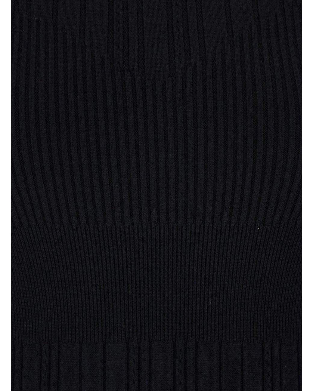 Twinset Blue Long Dress With Boat Neck And Ribbed Design
