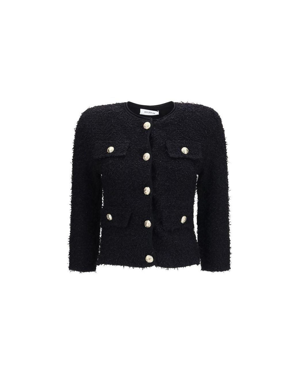 Balmain Black Viscose Shell Jacket Clothing