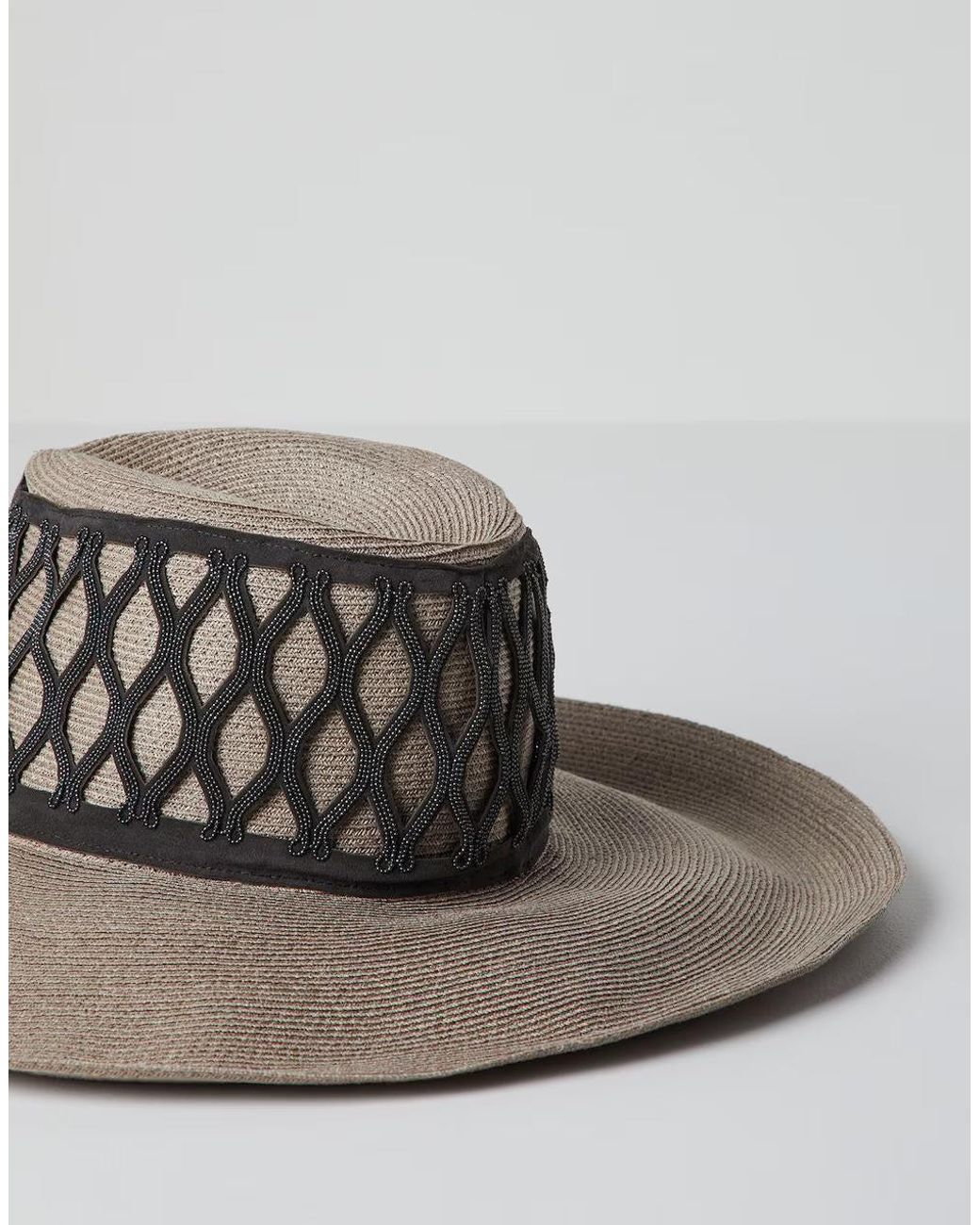 Brunello Cucinelli Multicolor Woven Wide Brim Hat