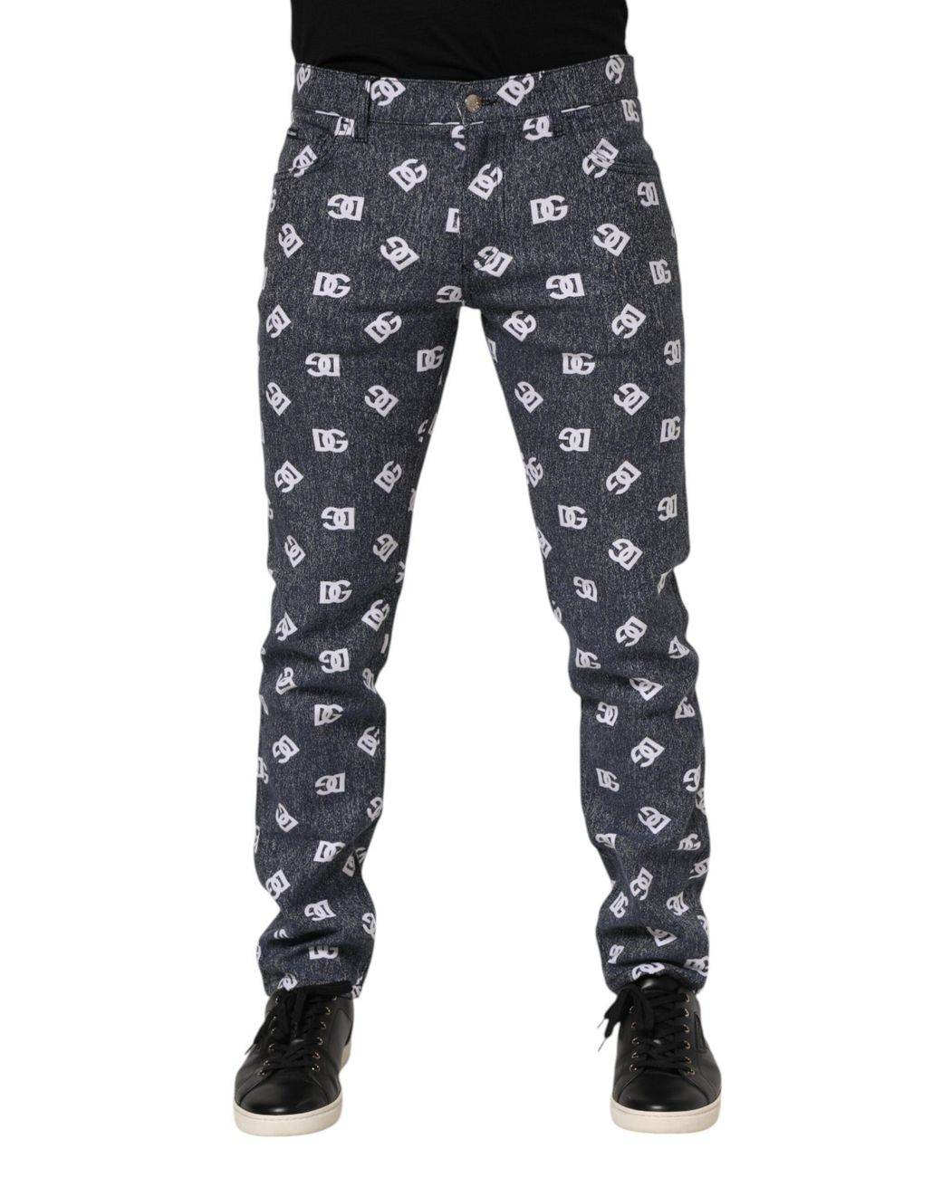 Dolce & Gabbana Blue Logo Print Slim Fit Jeans for men