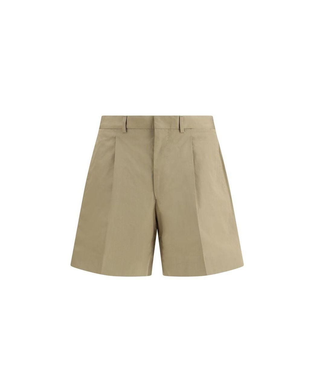 Prada Green Beige Cotton Bermuda Shorts for men