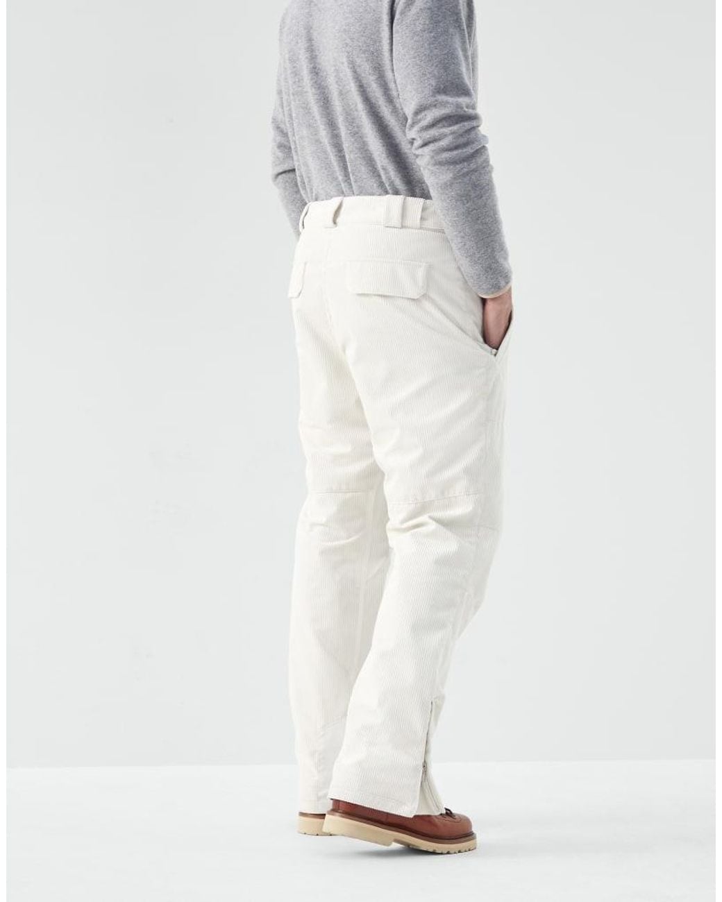 Brunello Cucinelli White Off Relaxed Cotton Trousers for men