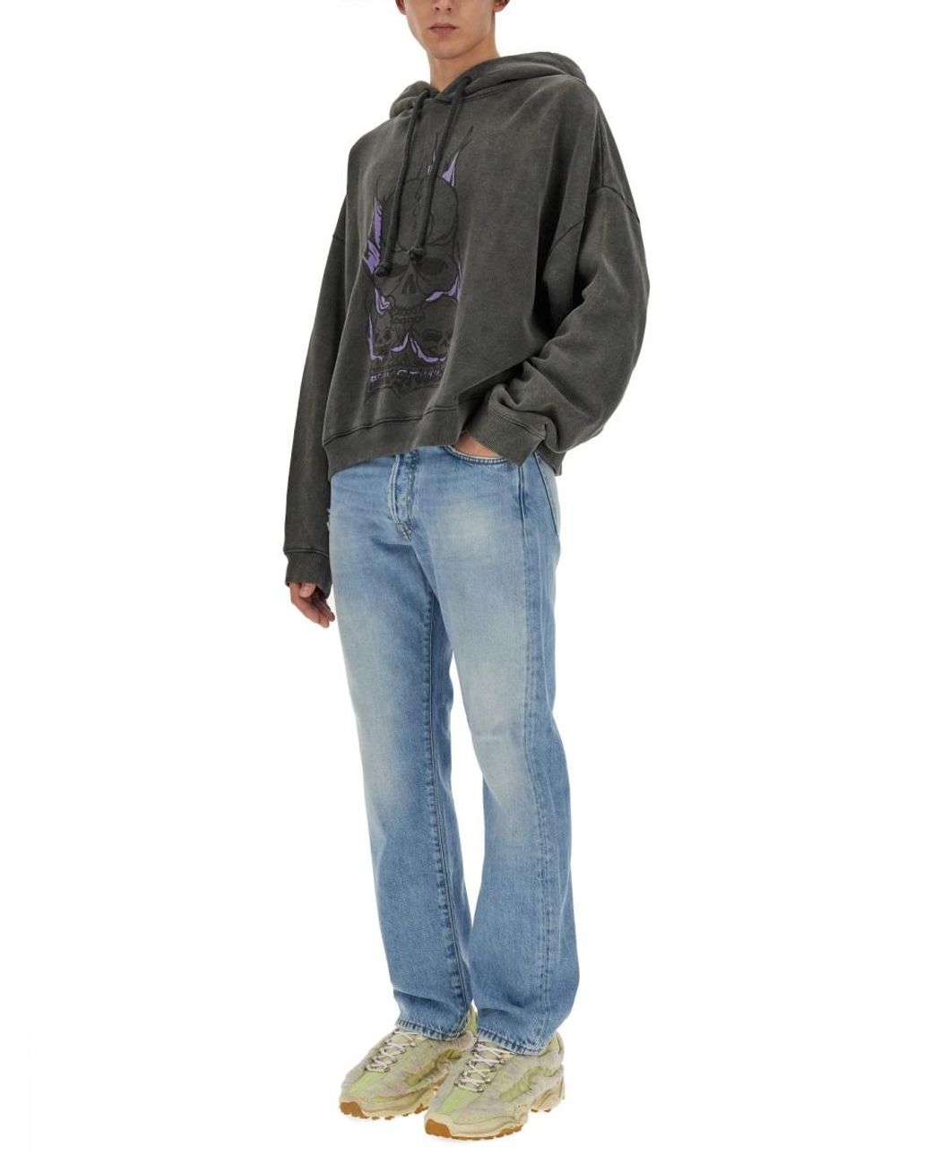 Acne Blue Acne Studios Skull-Print Cotton Sweatshirt
