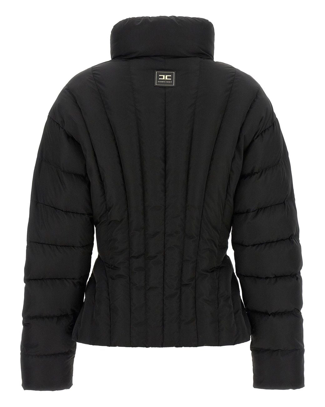 Elisabetta Franchi Black Bustier Quilted Down Jacket