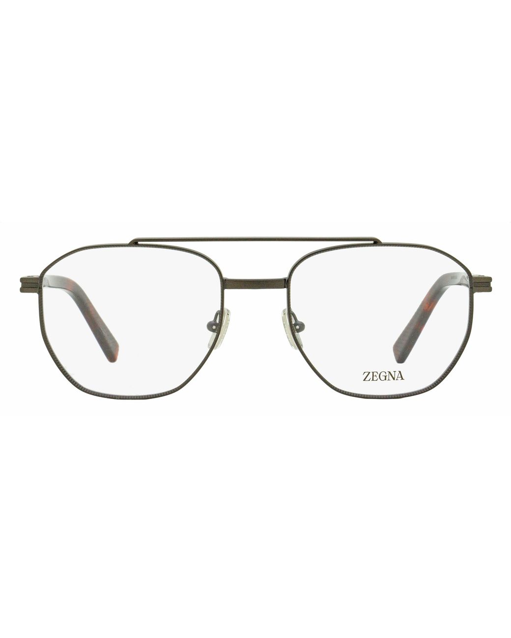 Zegna Black Geometric Pilot Eyeglasses Ez5285 009 53Mm Metal/Plastic (Acetate) for men