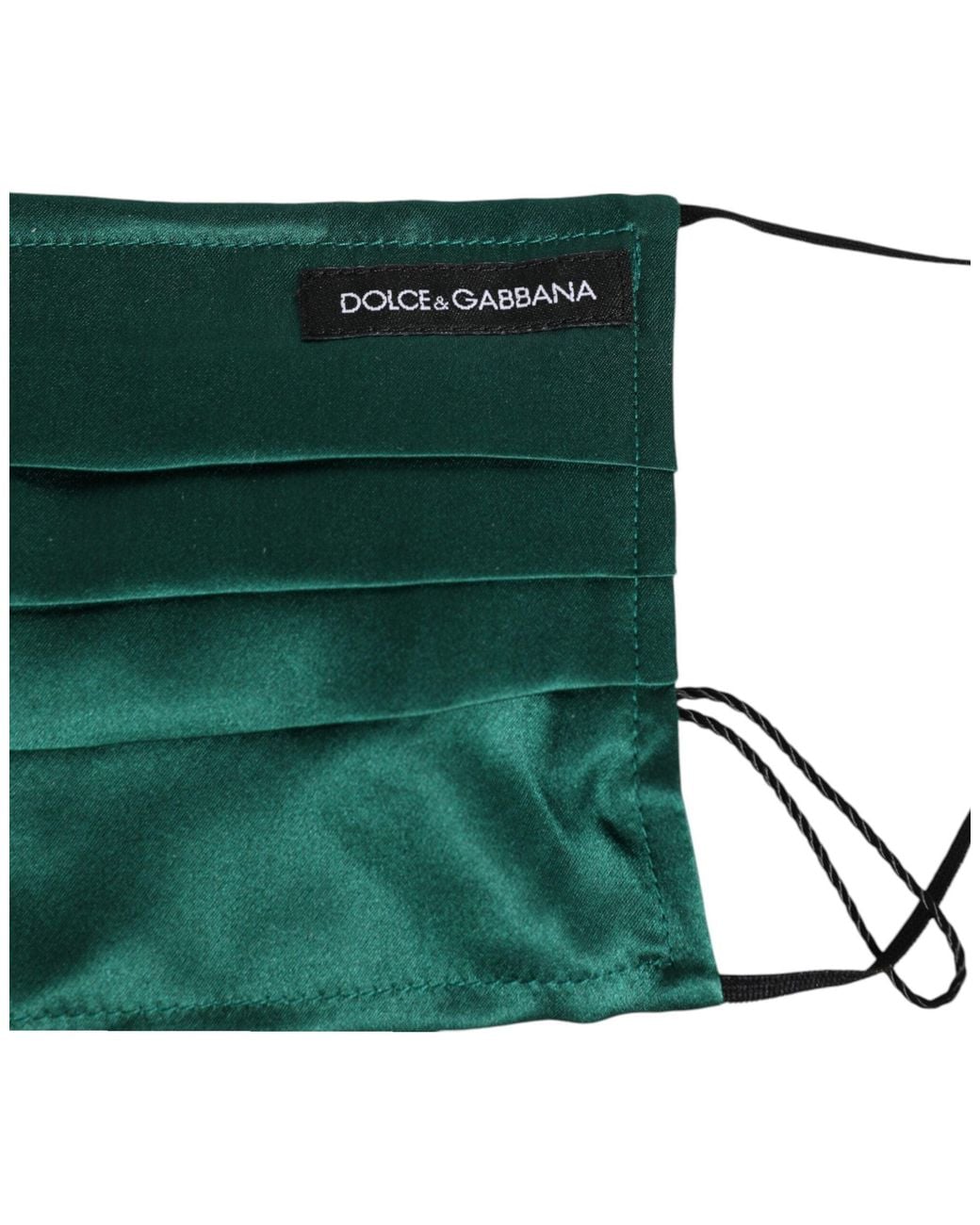 Dolce & Gabbana Green Silk Pleated Elastic Ear Strap Face Mask Accessory