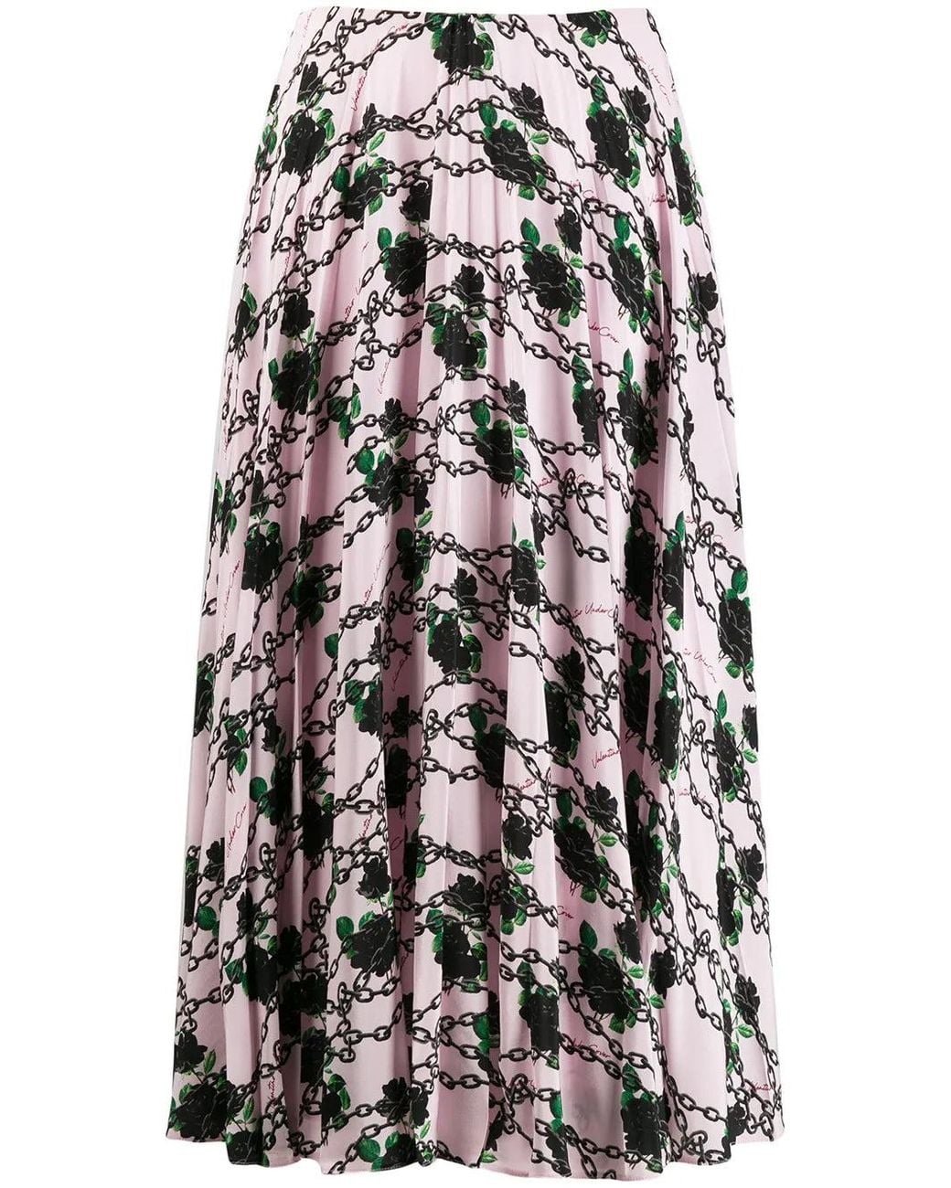 Valentino Black X Undercover Silk Pleated Skirt