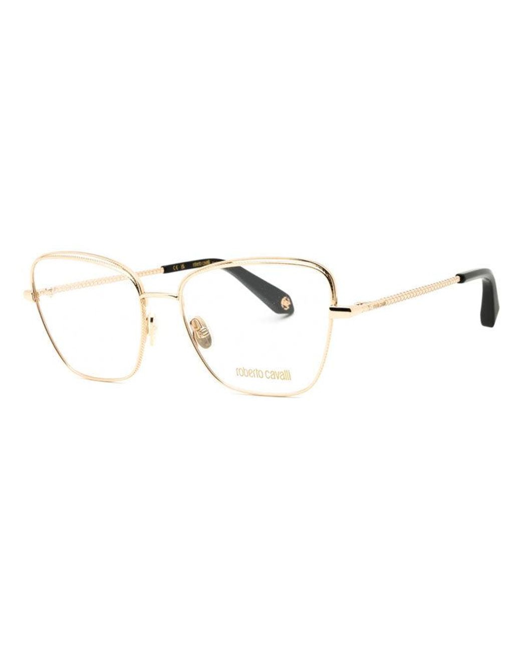 Roberto Cavalli Metallic Eyeglasses Cat Eye Full Rim, Shiny Rose Frame And Clear Demo Lenses Lens Vrc0690300