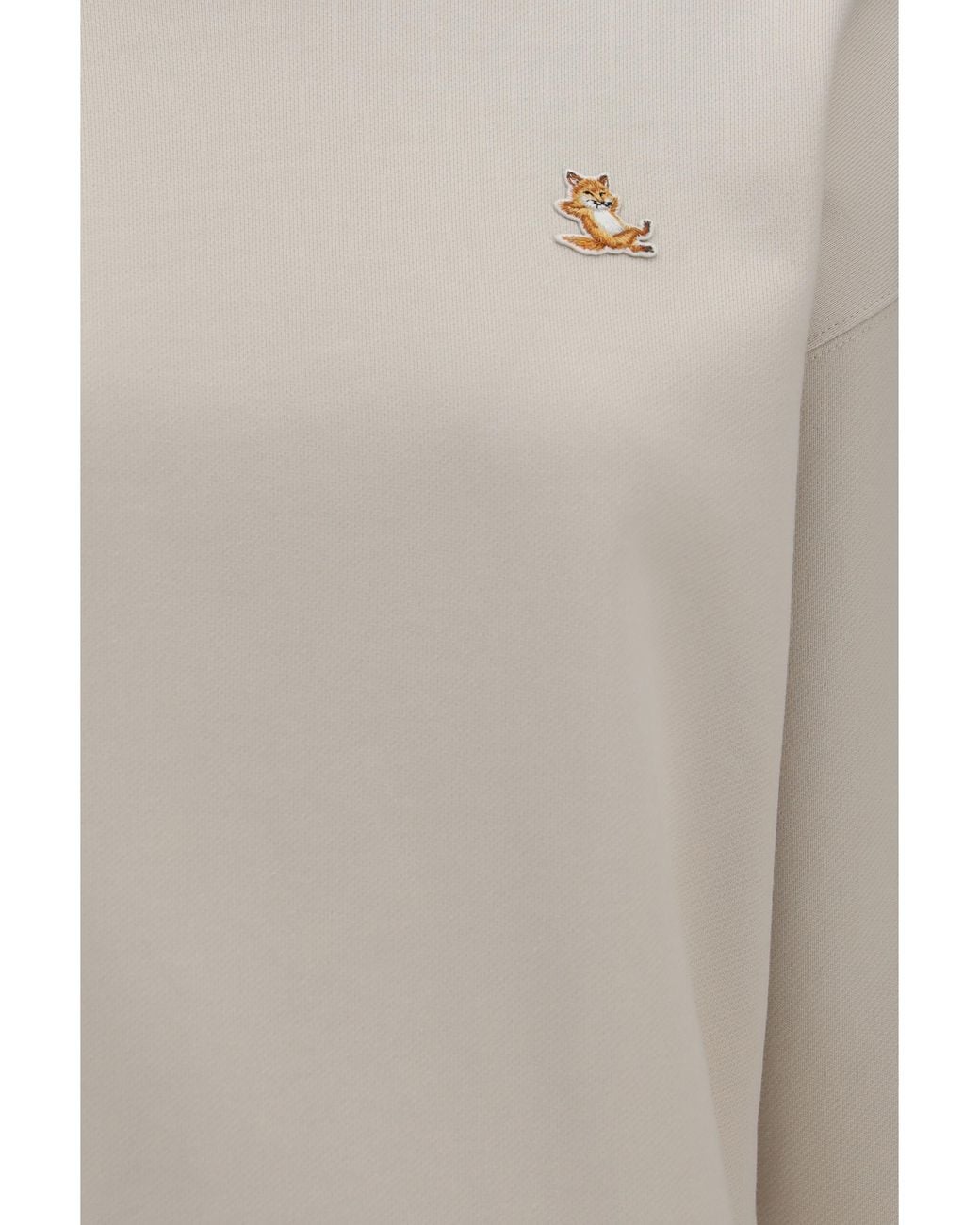 Maison Kitsuné Natural Crewneck Sweatshirt Chillax Fox Comfort Cotton Sweater