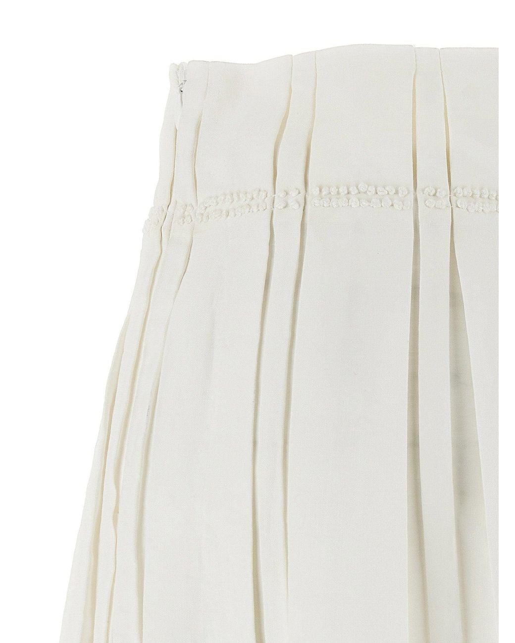 Jil Sander White Pleated Linen Skirt