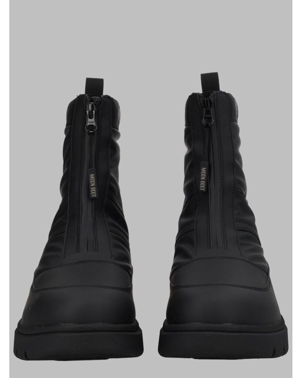 Moon Boot Black Combat Ankle Boots With Zip Polyurethane