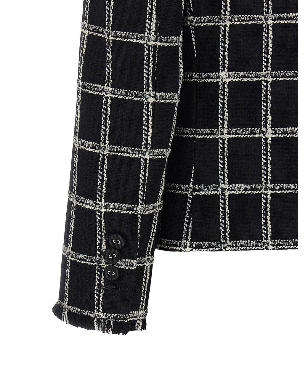 Thom Browne Black Windowpane Tweed Blazer