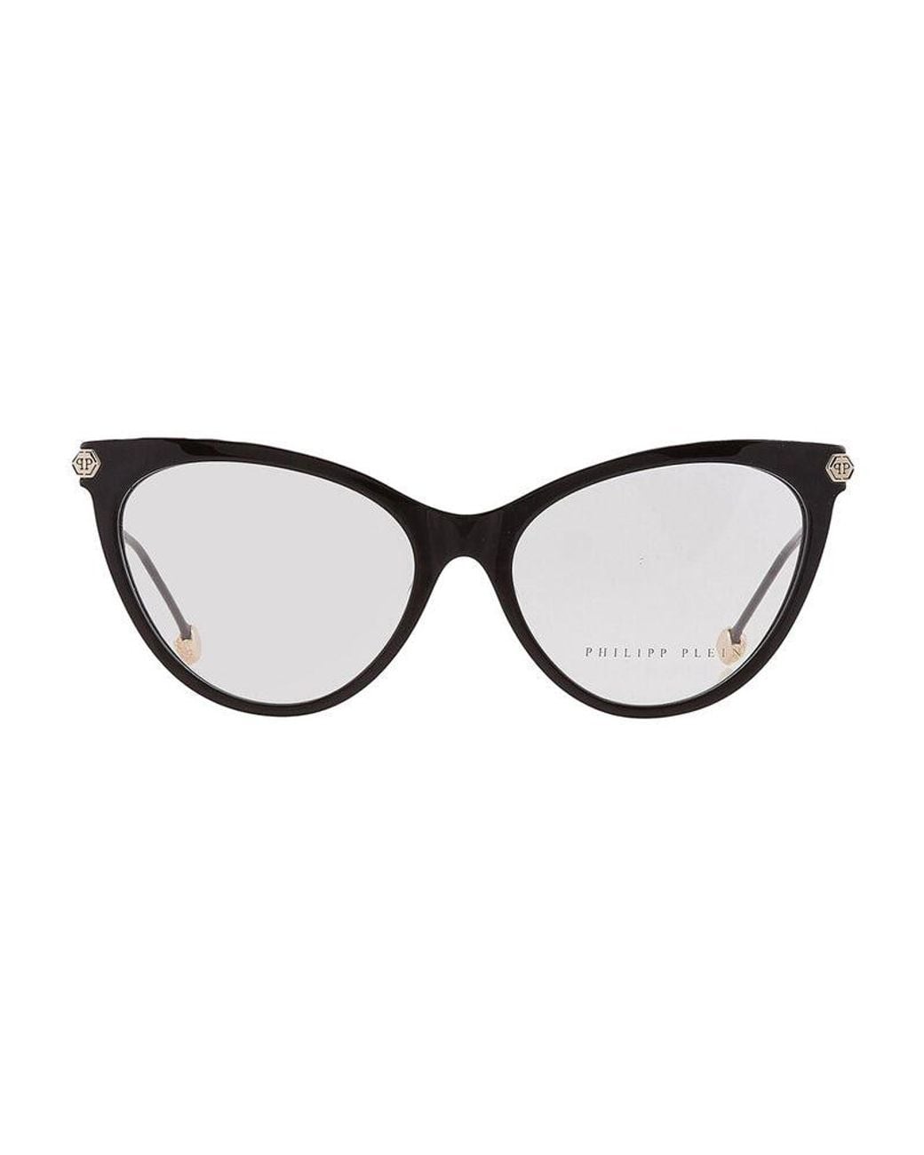 Philipp Plein Metallic Eyeglasses Cat Eye Full Rim, Shiny Frame And Clear Demo Lenses Lens Vpp037S0700 Sunglasses
