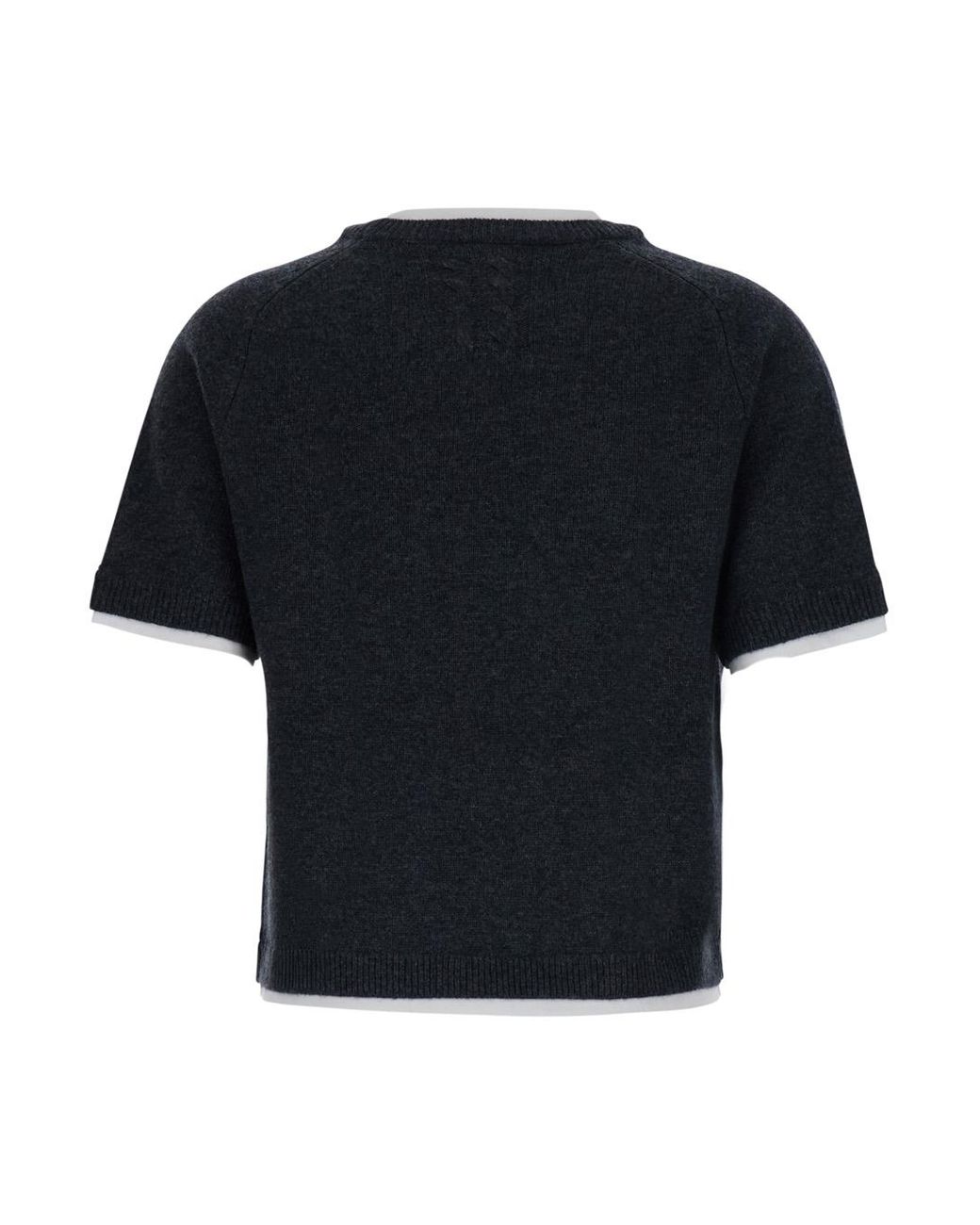 Semicouture Black Knit Sweater Aida Popeline Cashmere Wool Tops