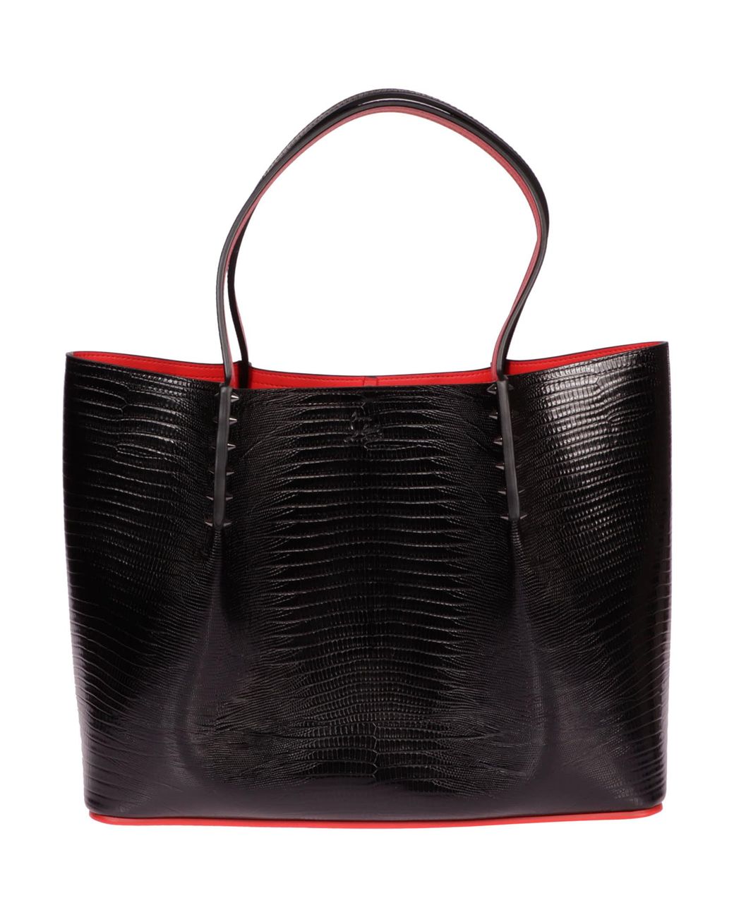 Christian Louboutin Leather Cabarock Spiked Large Tote Bag in Black | Lyst