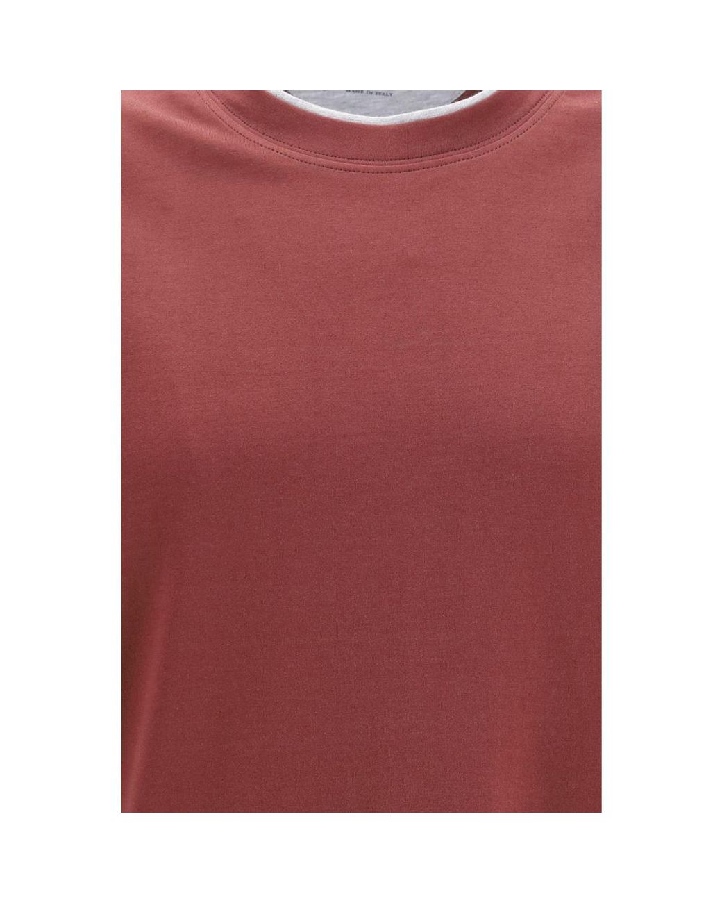 Brunello Cucinelli Red Bordeaux Cotton T for men