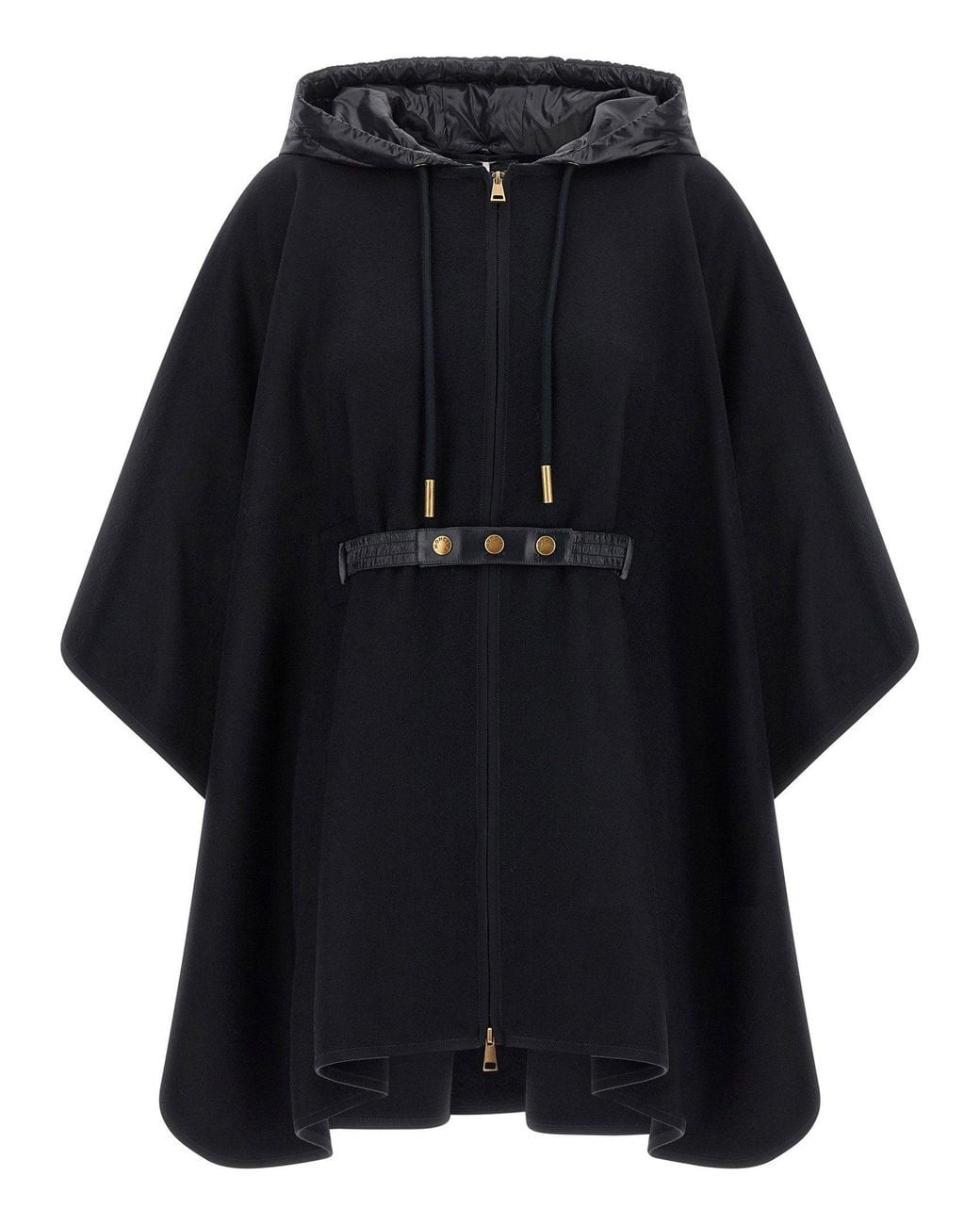Moncler Virgin Wool Blend With Detachable Hood Cape in Blue | Lyst
