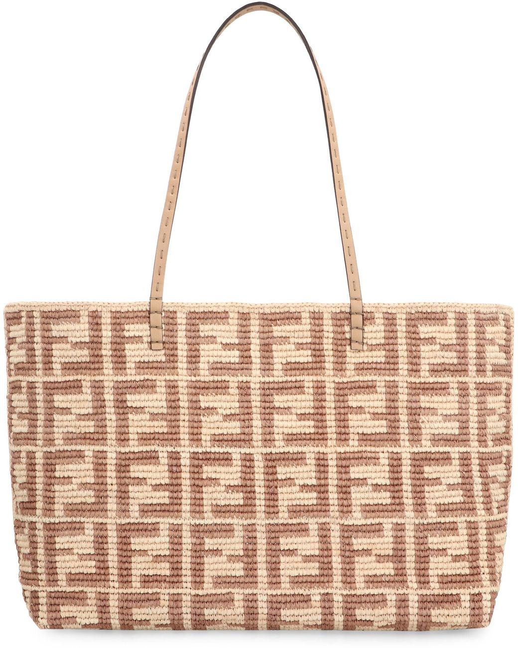 Fendi Multicolor Tote Bag Roll Large Raffia Natural-Honey