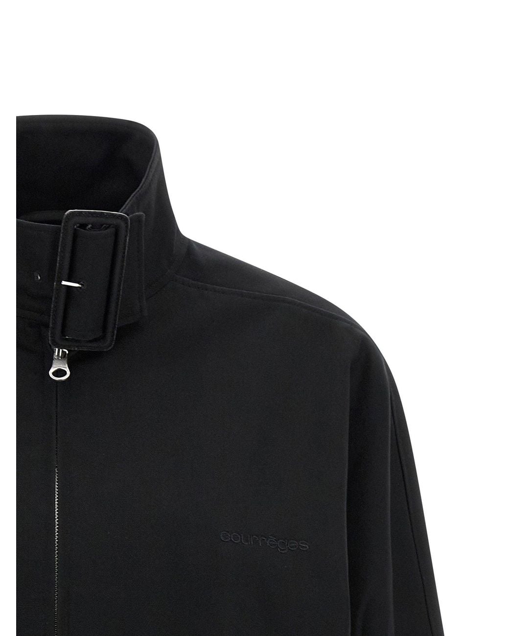 Courreges Black Buckle-Collared Bomber Jacket