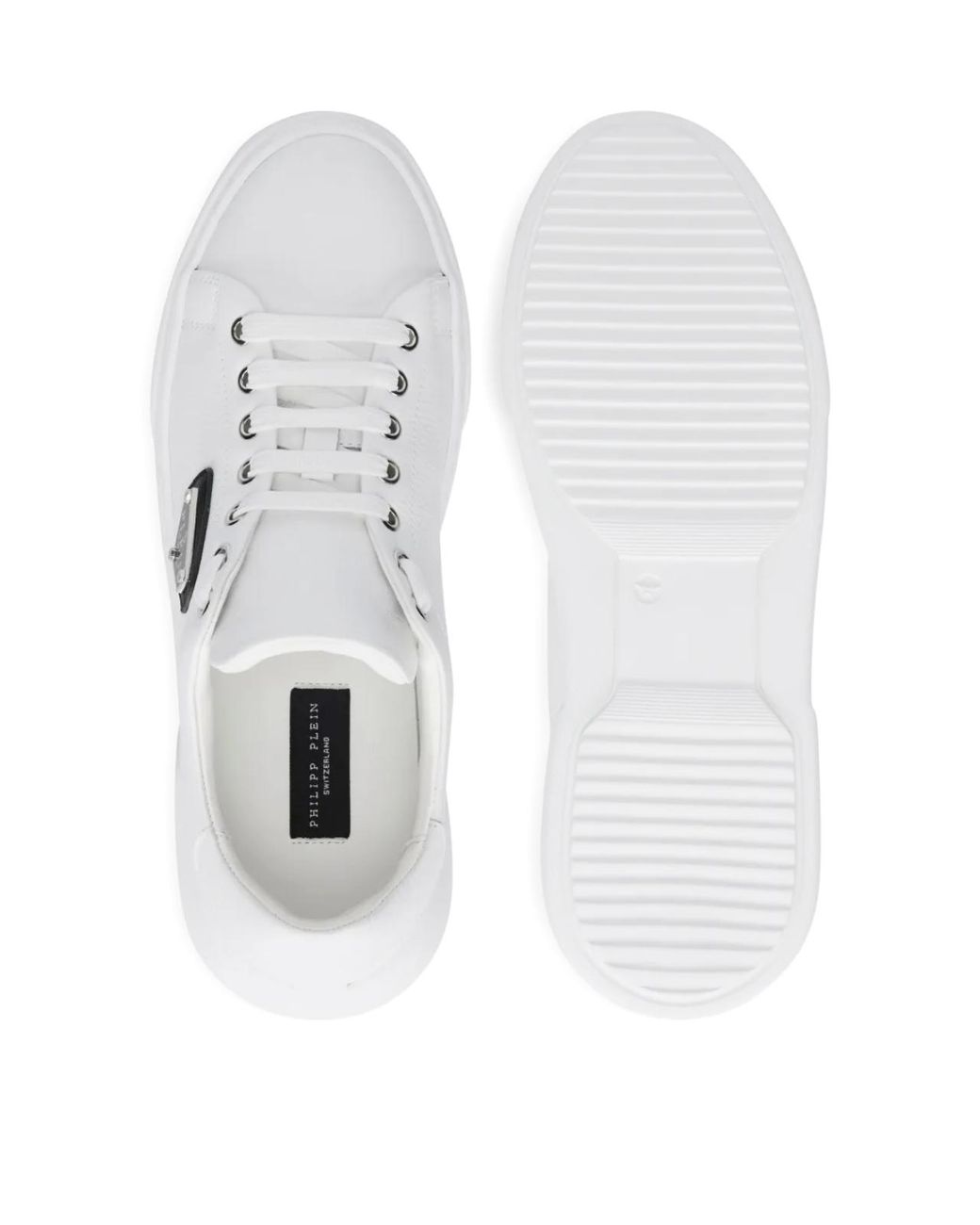 Philipp Plein White Lo-Top Iconic Plein Logo Sneakers Shoes for men