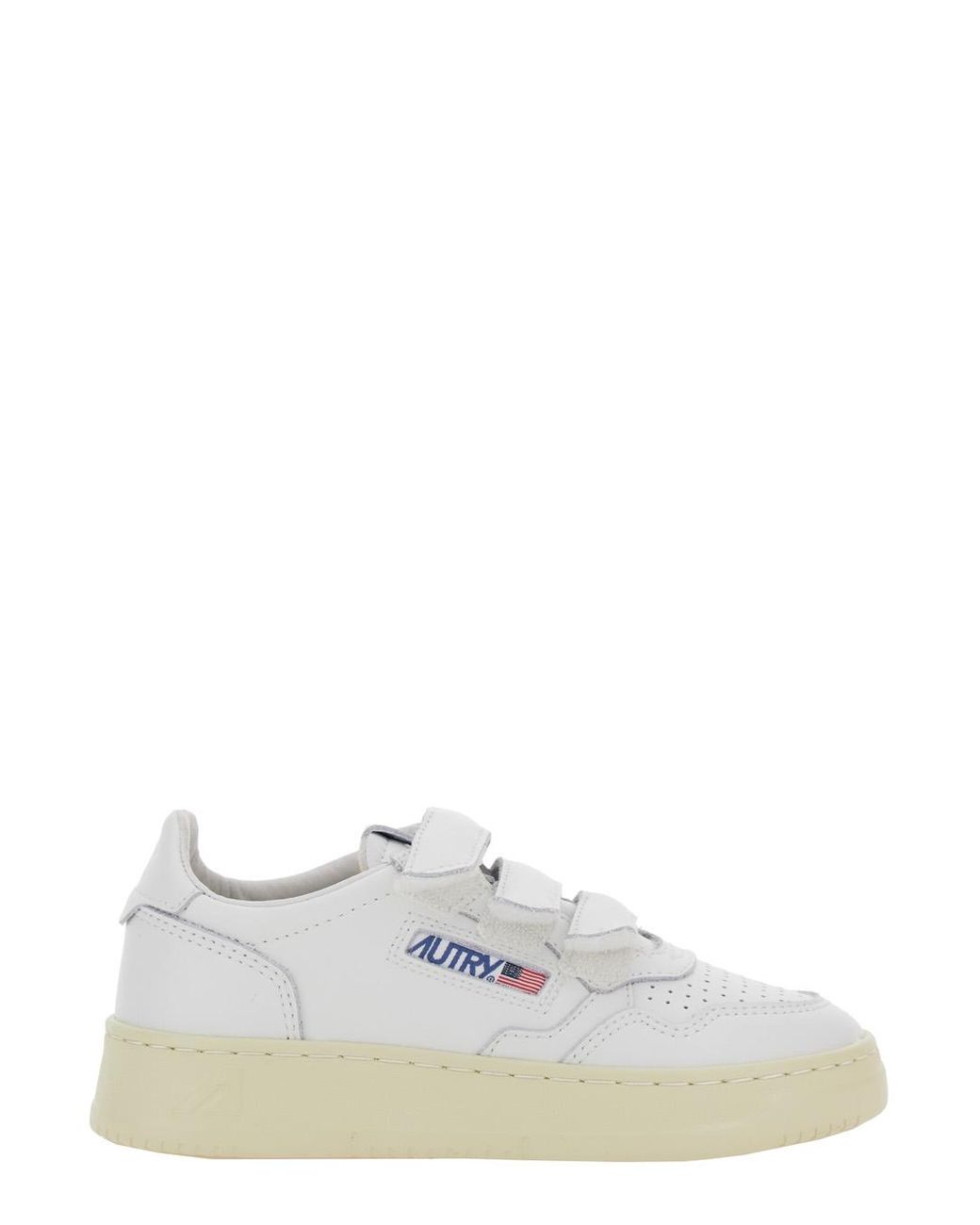 Autry White Kidstripes Low Top Sneakers With Logo Patch Cow Leather Trainers for men
