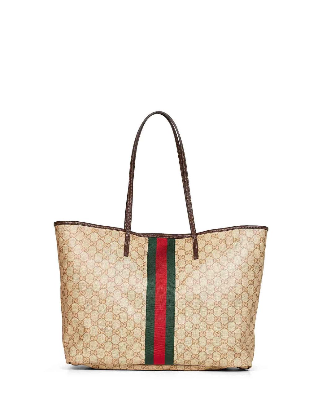Gucci White Sand And Dark Tribeca Large Shopping Bag
