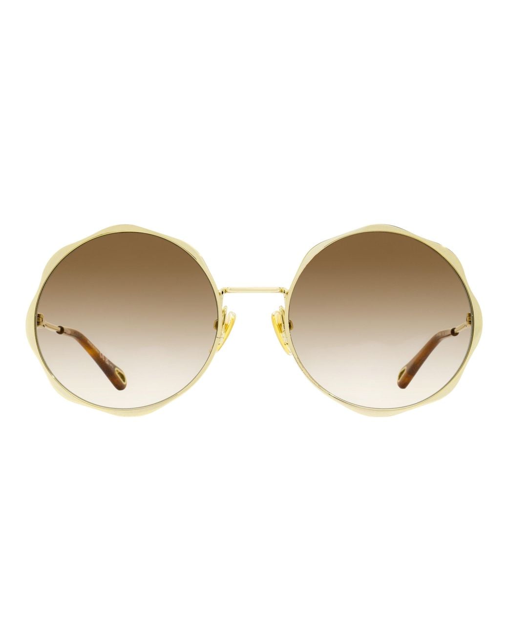 Chloé Black Chloe Scallop Rim Sunglasses Ch0184S 002- 59Mm Metal/Plastic (Acetate)