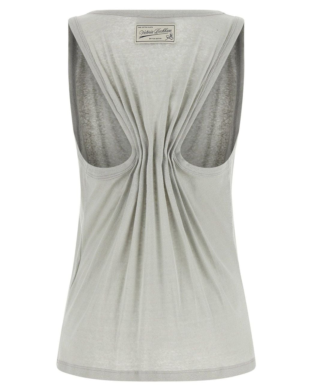 Victoria Beckham Split-Front Cotton-Linen Tank Top in Gray | Lyst
