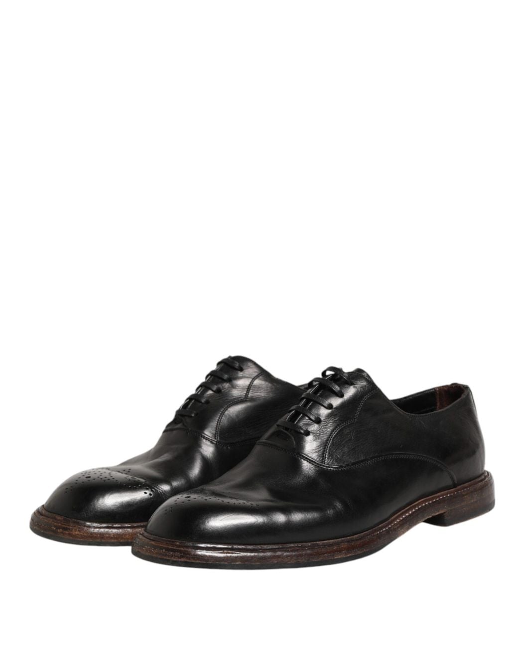 Dolce & Gabbana Black Calfskin Leather Oxford Dress Shoes Calf for men
