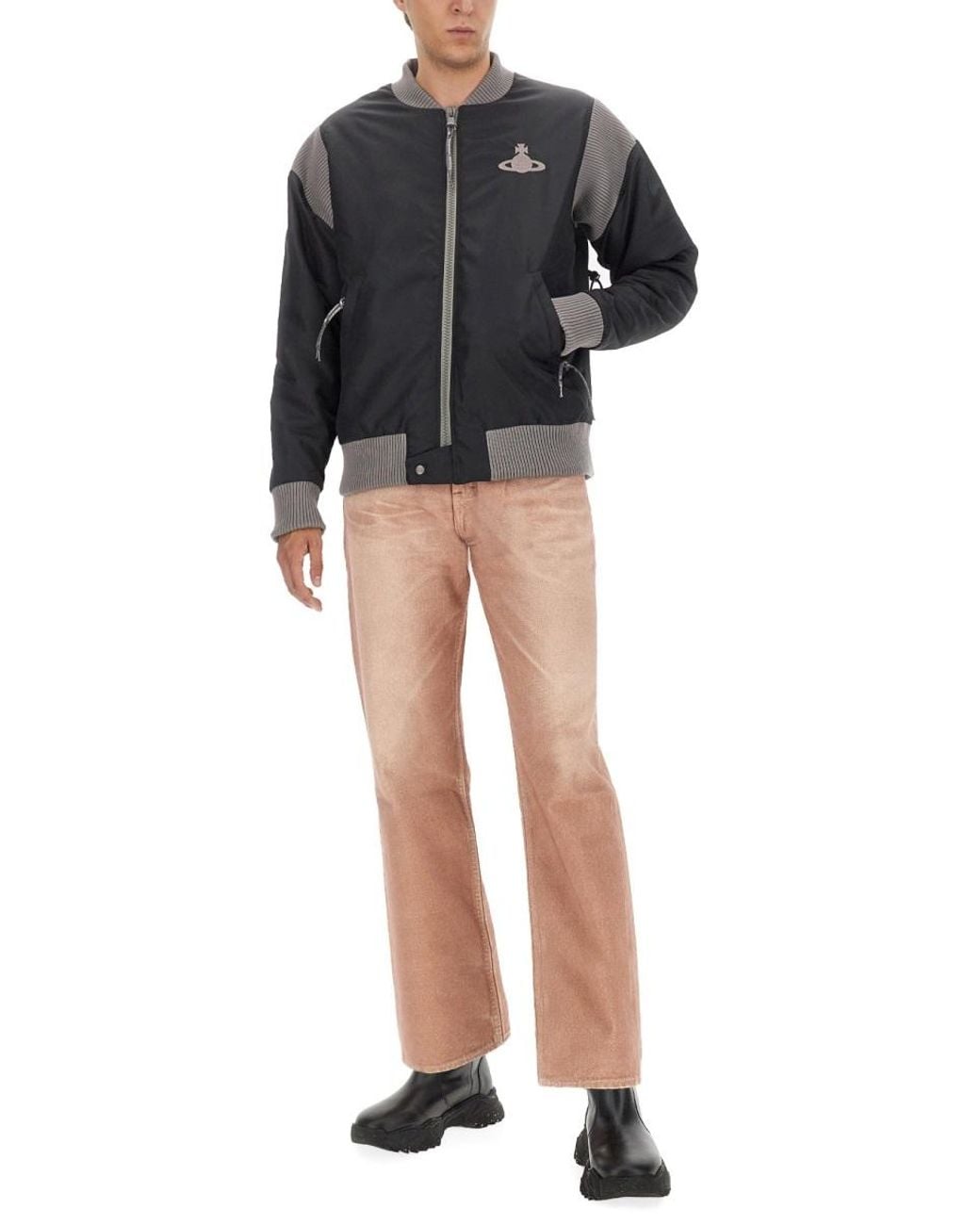 Vivienne Westwood Black Bomber Jacket With Logo Polyamide for men
