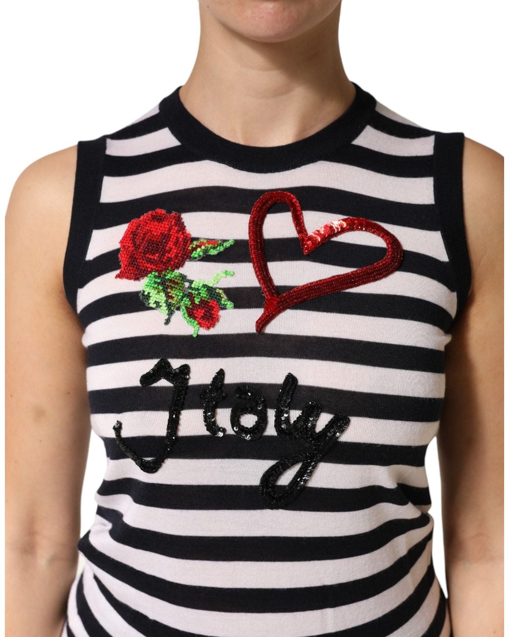 Dolce & Gabbana Blue Cashmere Silk Sleeveless Top And Se+Ws T-Shirts
