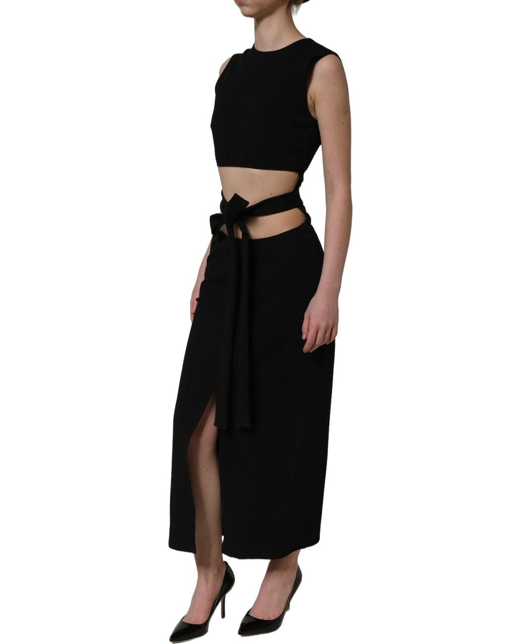 Dolce & Gabbana Black Cut Out Detail Sleeveless Maxi Dress