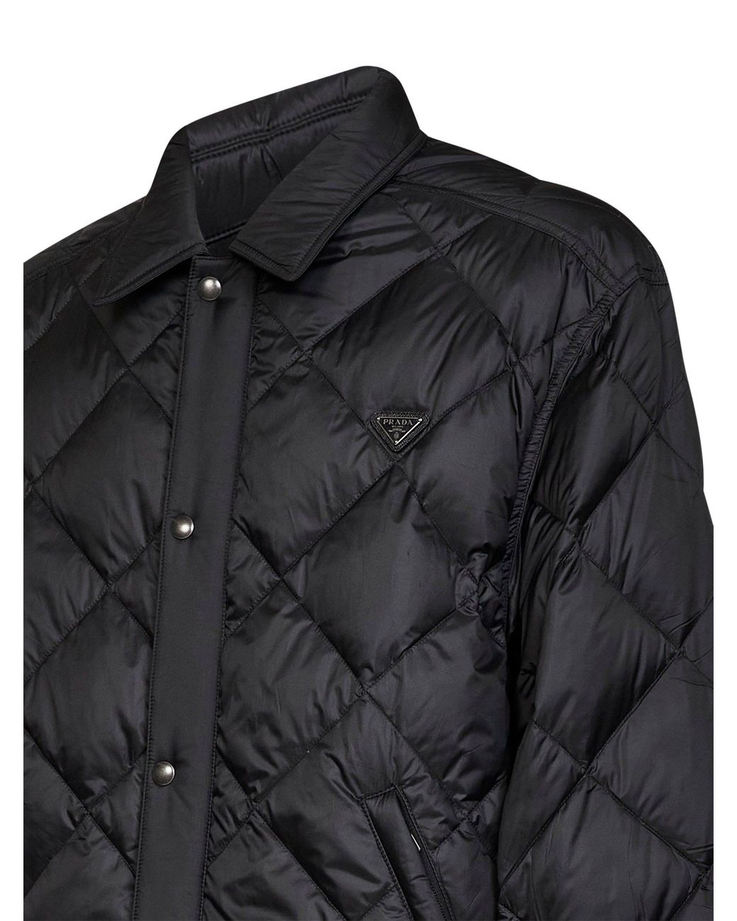 Prada Black Quilted Down Jacket Re-Nylon Recycled Polyester Padded for men