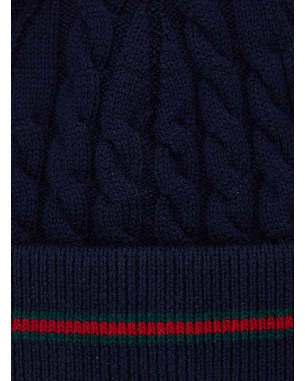 Gucci Blue Beanie With Web Detail Wool Hat for men
