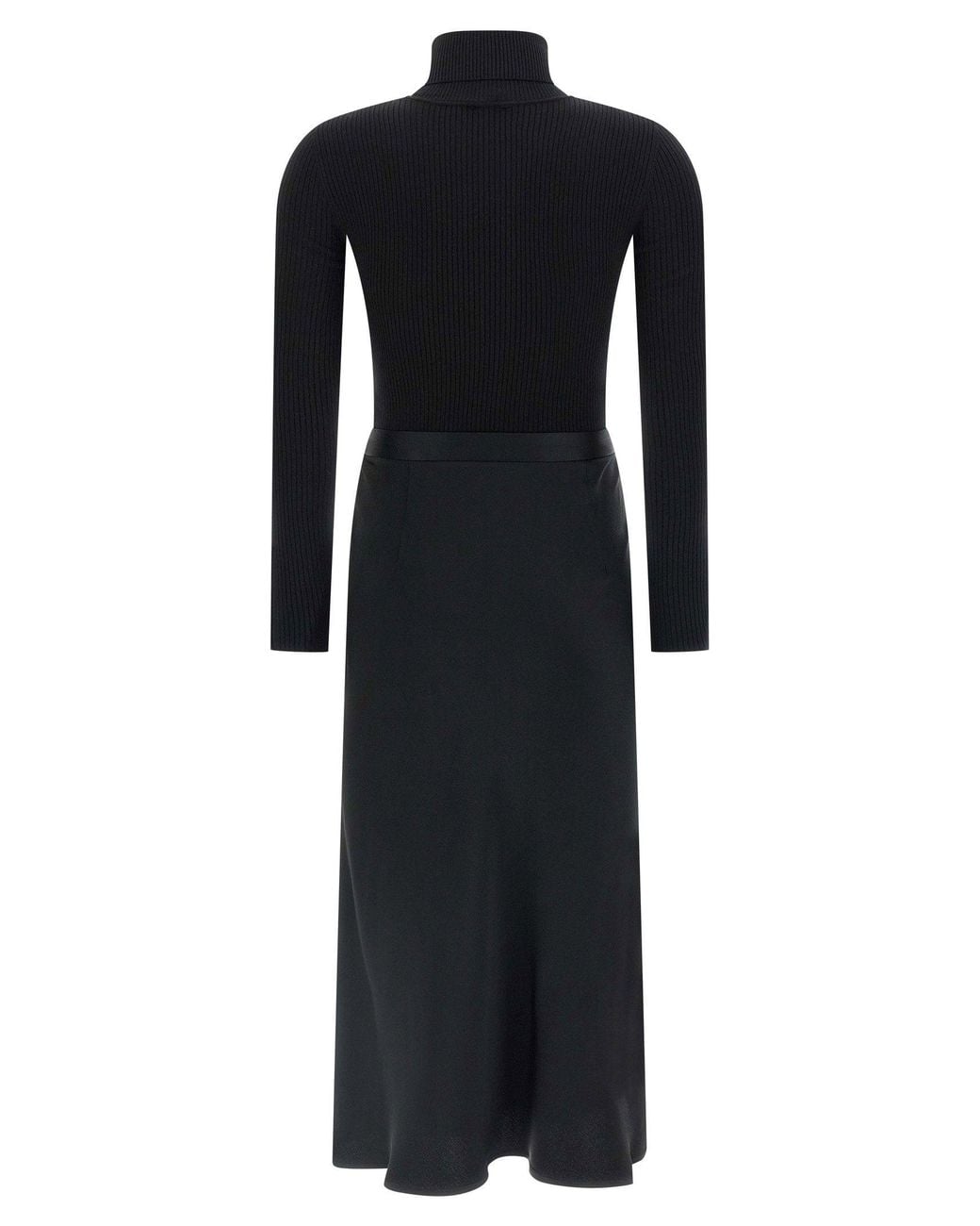 Elisabetta Franchi Black Ribbed Turtleneck Dress
