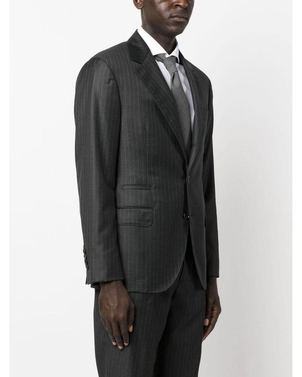 Brunello Cucinelli Black Pinstripe Tailored Jacket for men