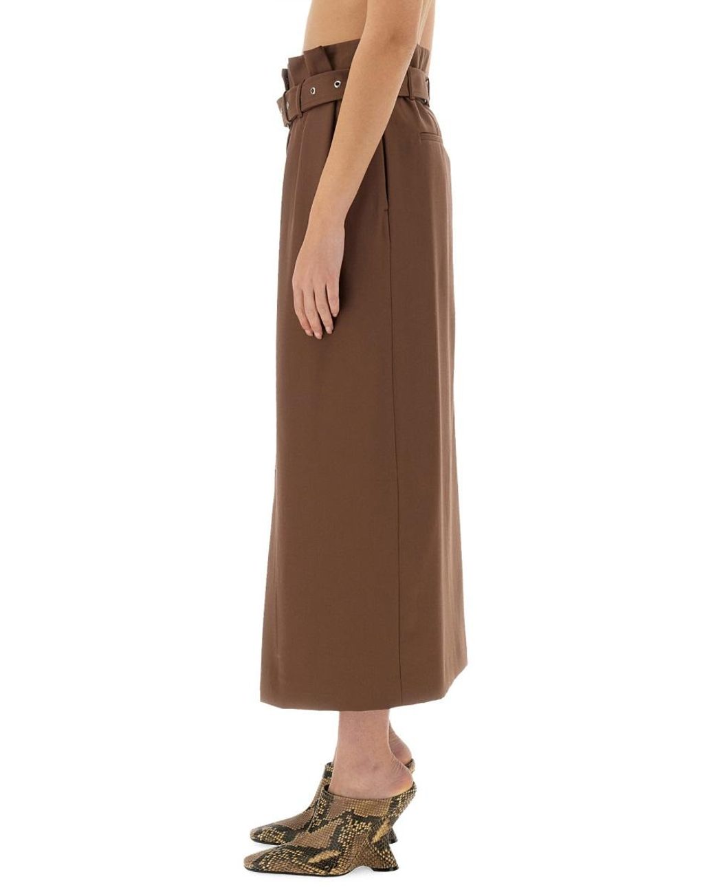 Dries Van Noten Brown Wool Skirt With Belt