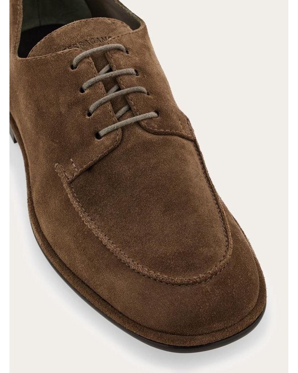 Ferragamo Brown Suede Lace Up Shoes for men