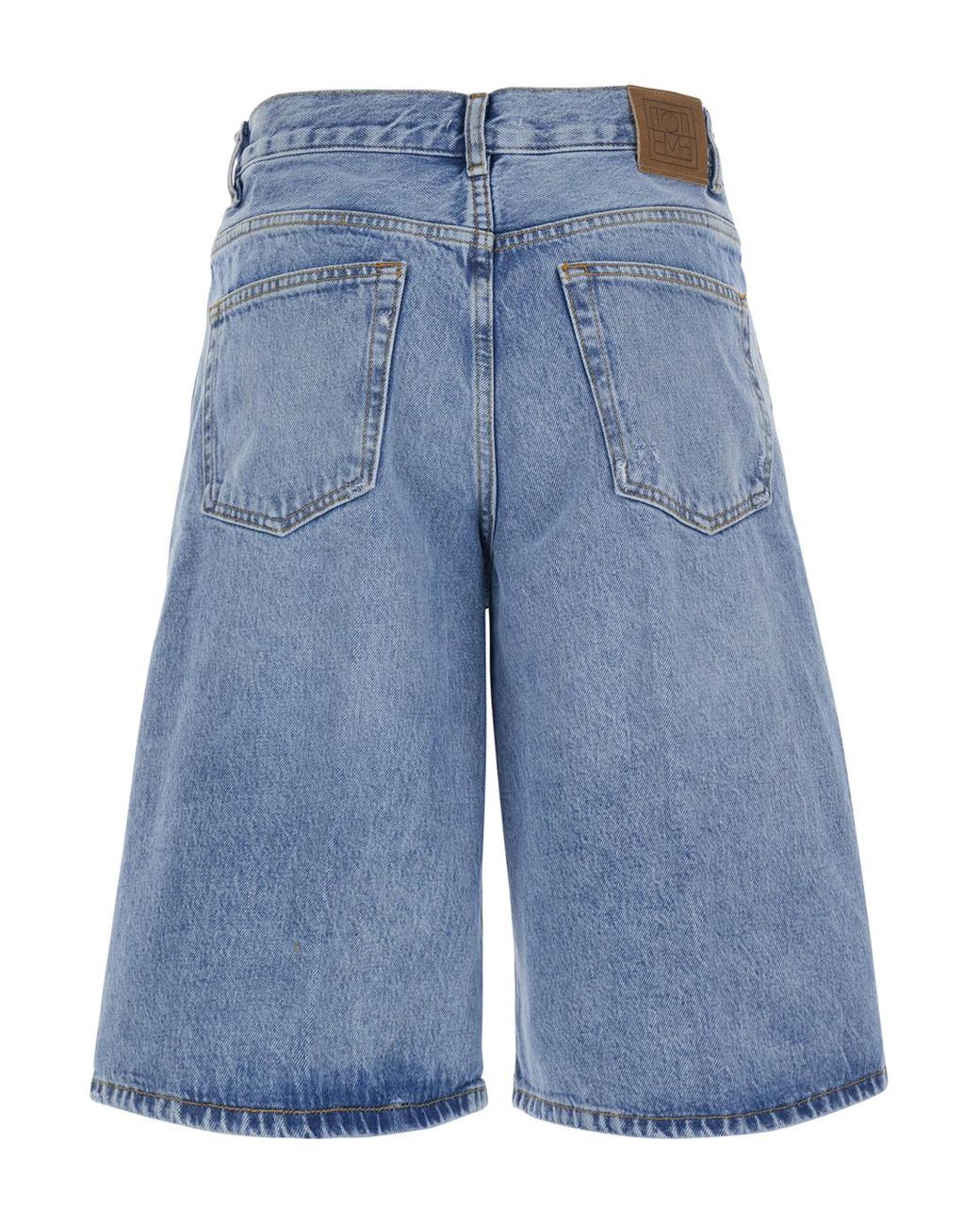Totême Blue Knee-Length Denim Shorts Organic Cotton Jean