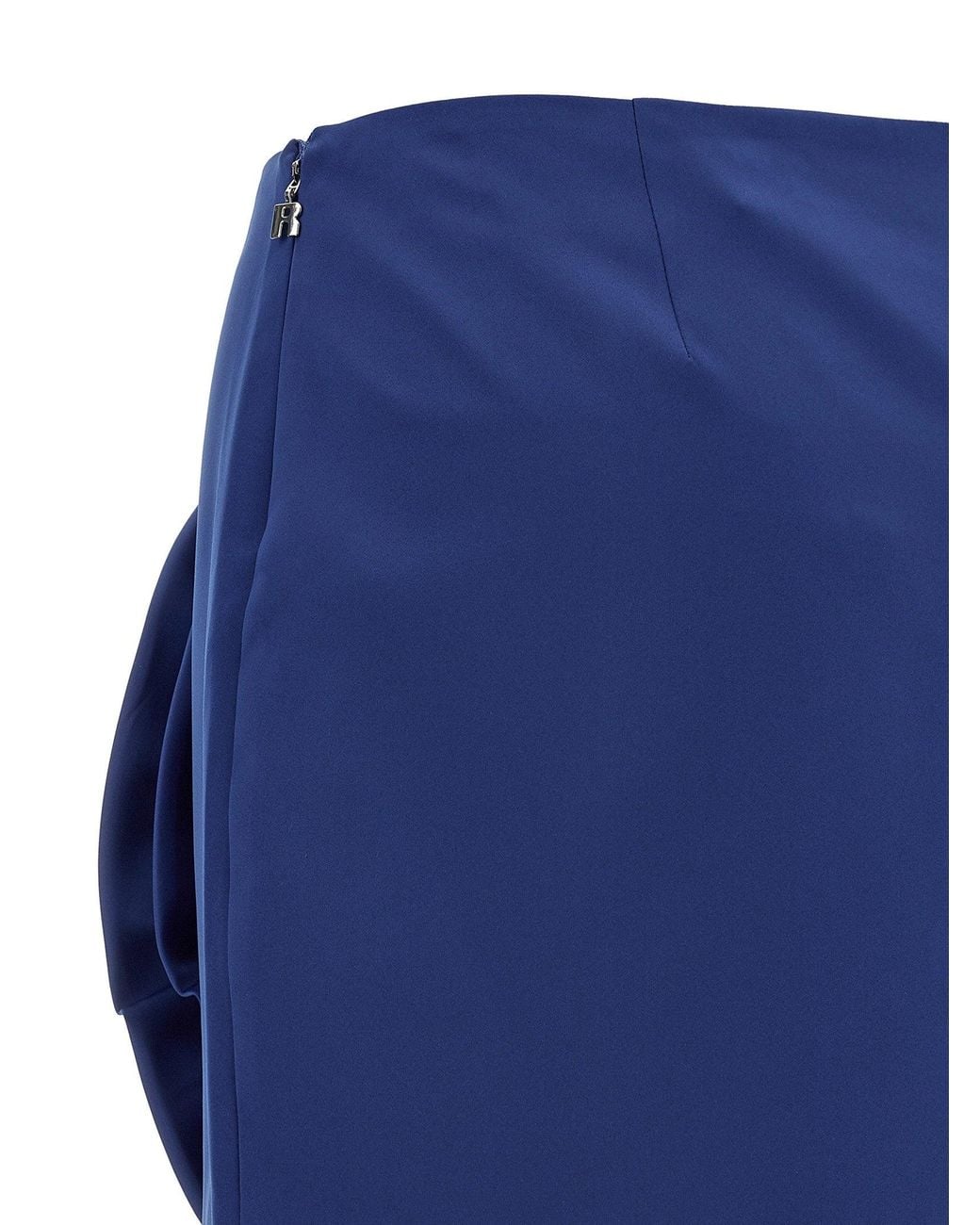 ROTATE BIRGER CHRISTENSEN Maxi Flower-Appliqué Satin Skirt in Blue | Lyst