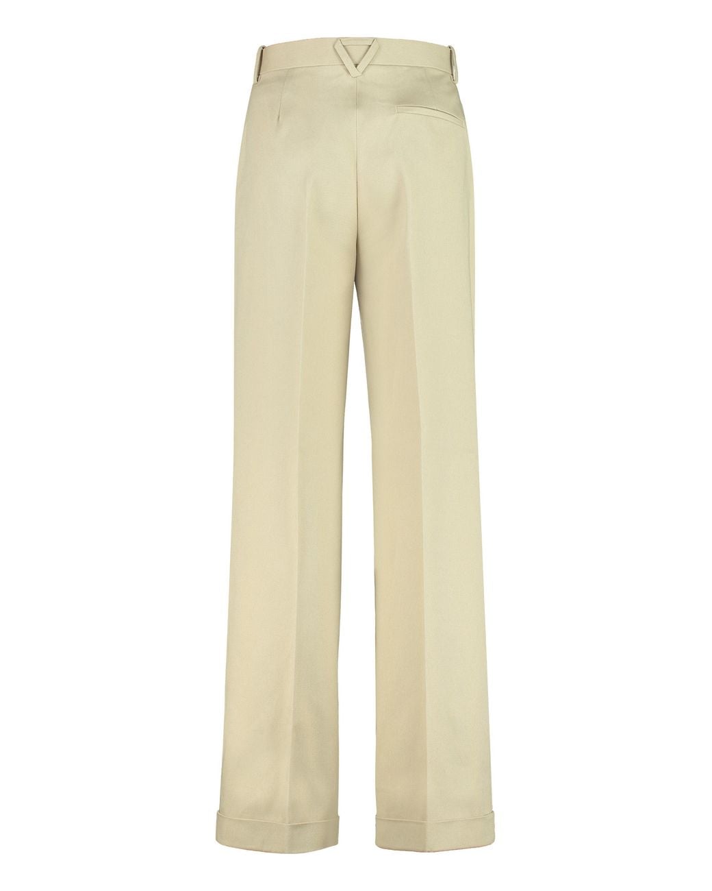 Bottega Veneta Natural High-Rise Cotton Trousers Wide-Leg