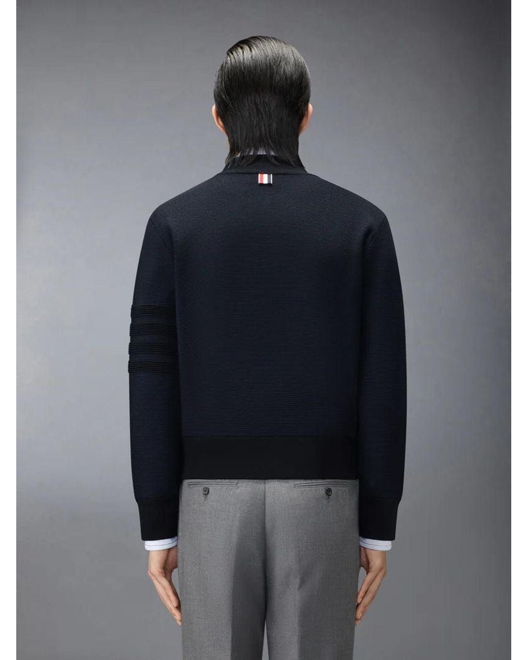 Thom Browne Blue Thom Browne Merino Wool Zip-Up Bomber Jacket for men