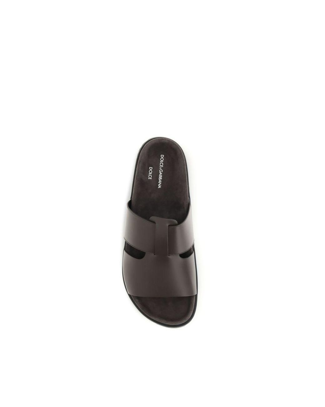 Dolce & Gabbana Brown Calf Leather Bos Taurus Flat Sandals 