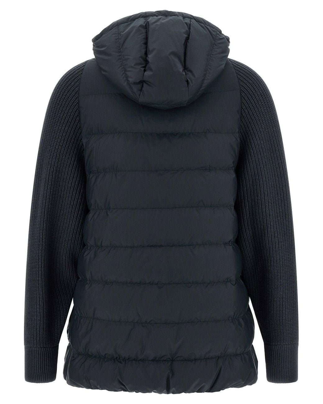 Brunello Cucinelli Blue Wool-Knit Sleeve Down Jacket