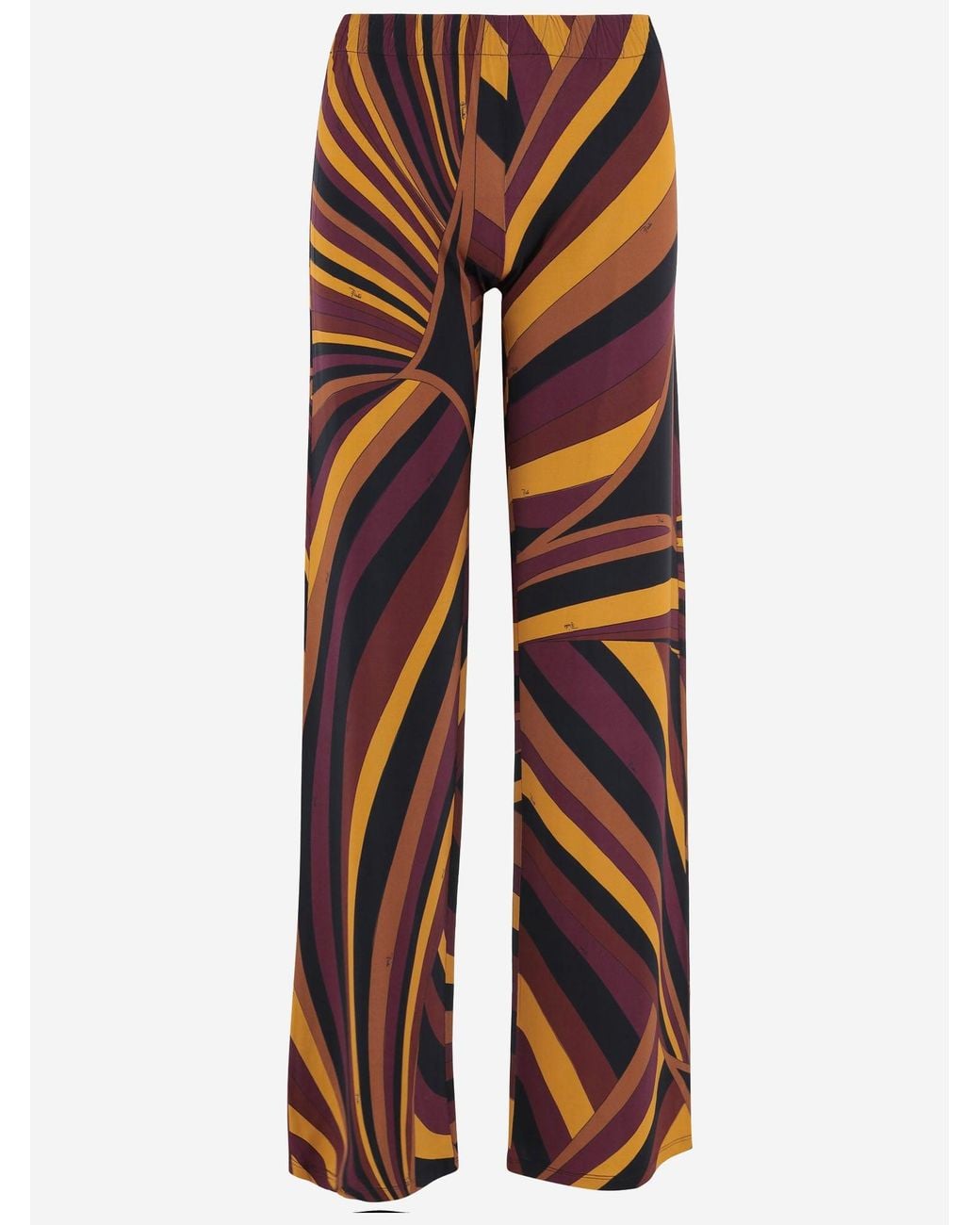 Emilio Pucci Red Satin Jersey Iride Print Pants Viscose Trousers
