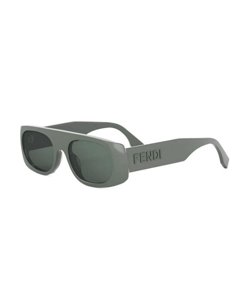 Fendi Green Sunglasses Rectangle Full Rim, Shiny Frame And Lens Fe40169I96N for men